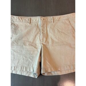 Eddie Bauer Women's Khaki Tan Boyfriend Midrise Shorts Cotton Twill Size 18